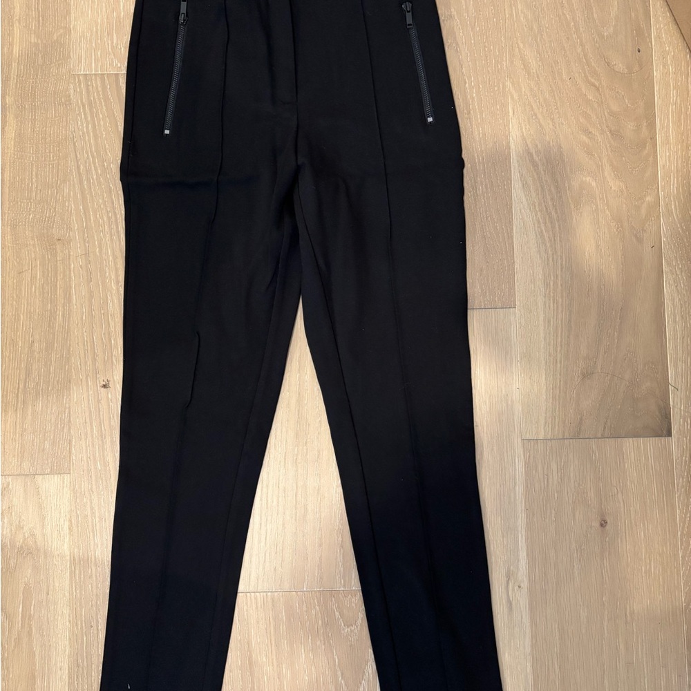 Black Dress Pants with Tapered Fit and Elastic Waistband